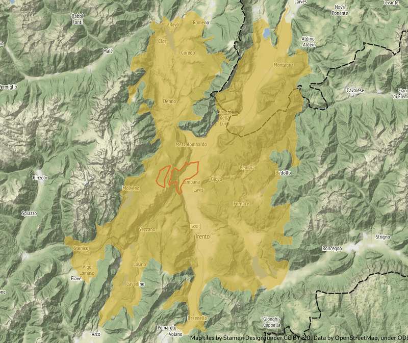 I 30km sul grafo stradale trentino