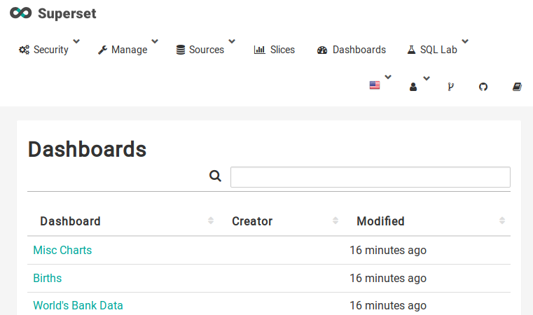 Creare dashboard con Superset