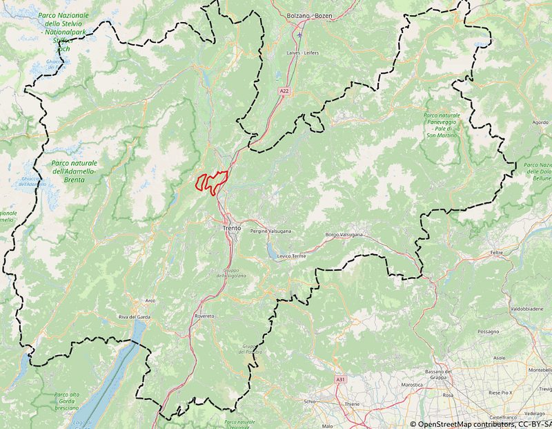 I 30km sul grafo stradale trentino