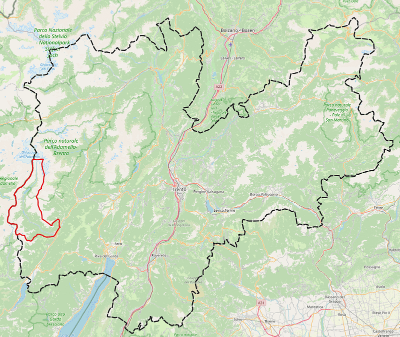 I 30km sul grafo stradale trentino