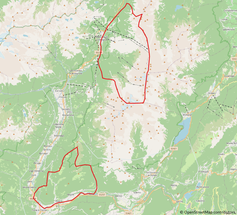 I 30km sul grafo stradale trentino