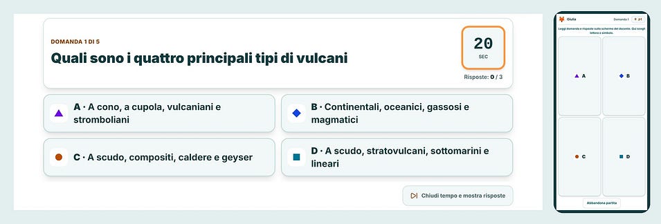 Lo schermo del docente e il telefono di uno studente