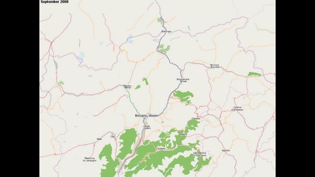 evoluzione di openstreetmap in Alto Adige/Südtirol